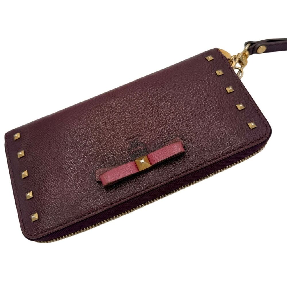 MCM Studded Bow Zip-Around Continental Wallet
